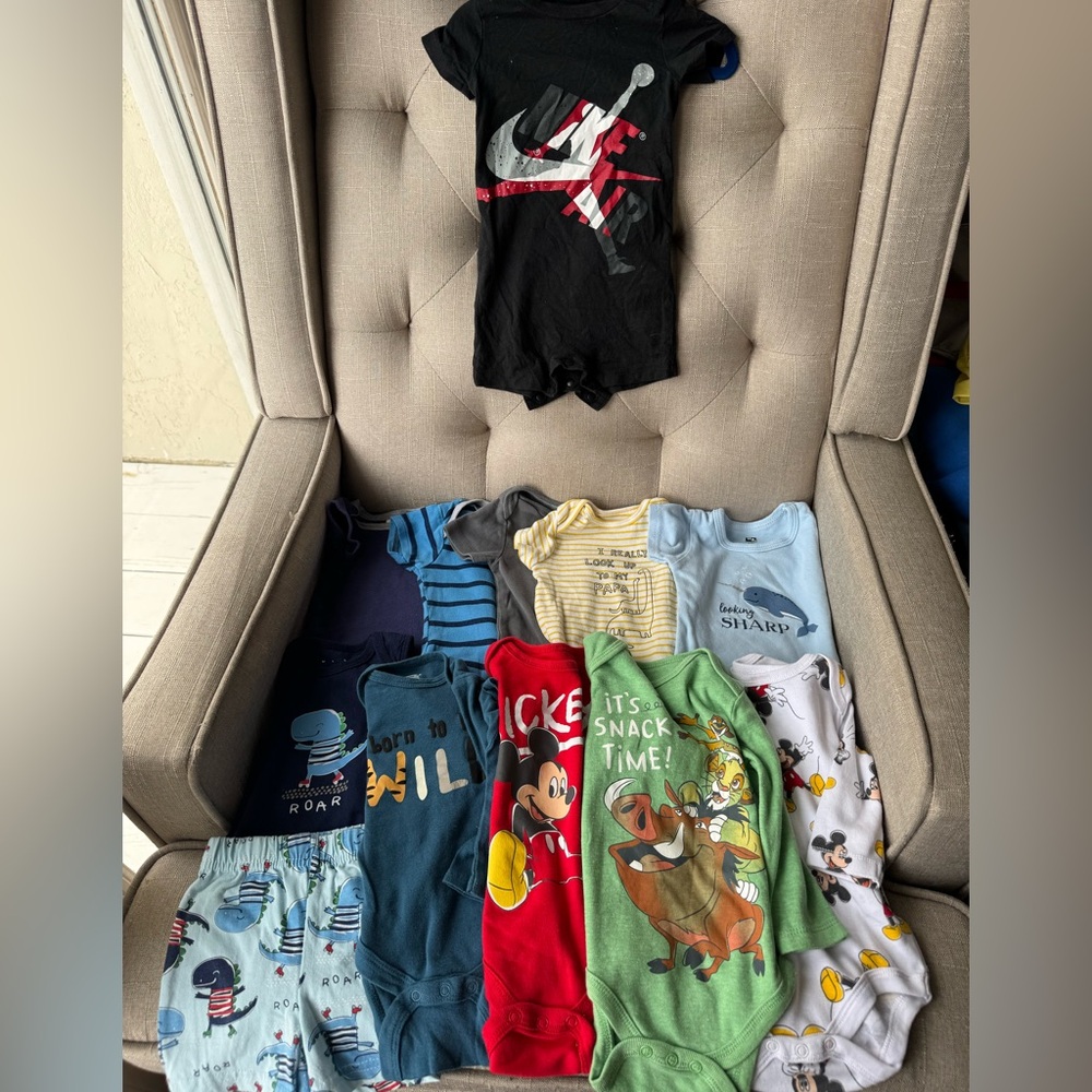 3-6 month Baby Boy Clothes Bundle - Long Sleeve Disney onesies , Nike jumper